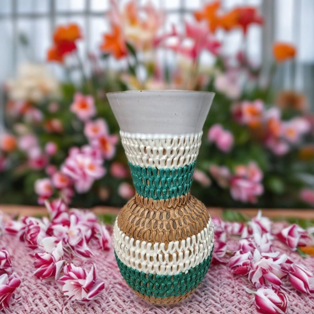 Vintage Italian Textured Ceramic Vase MCM
